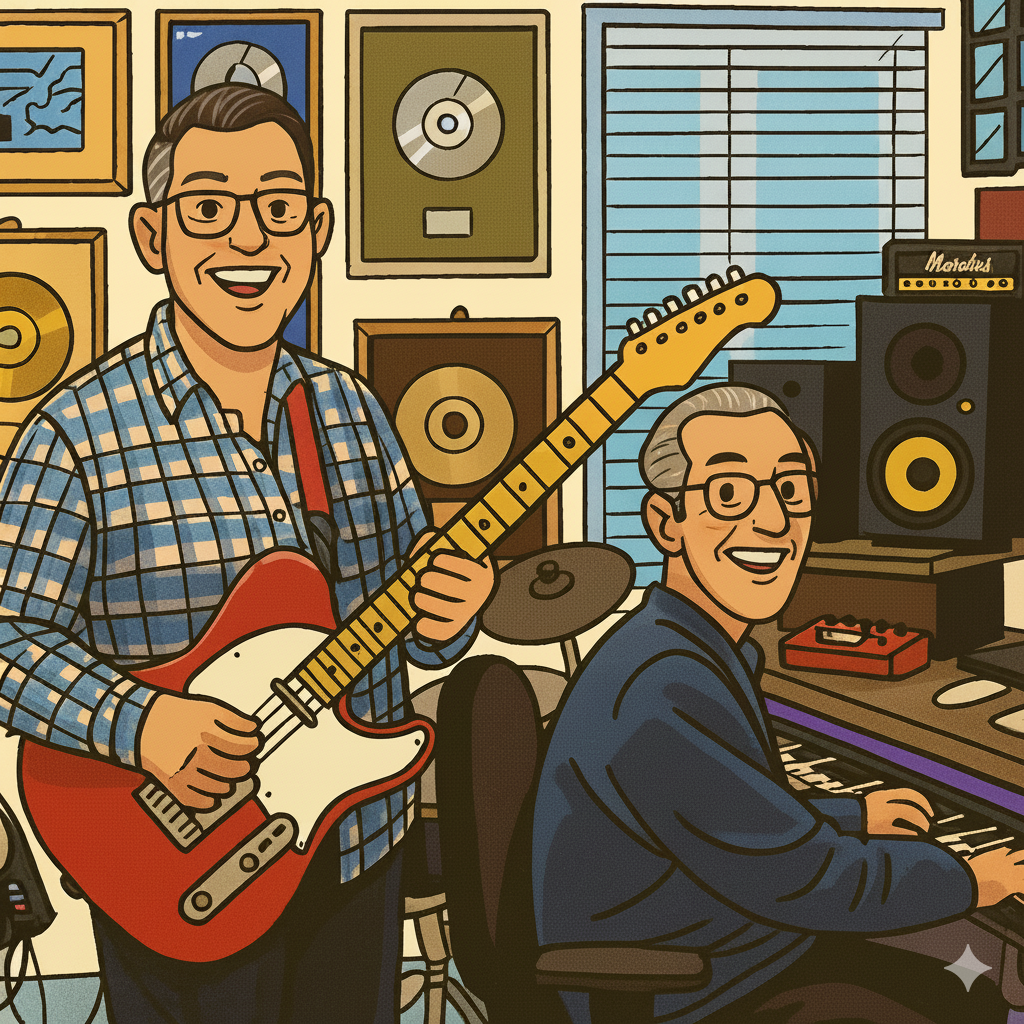 Cartoon Young Chris and Mark Cartoon of Chris and Mark